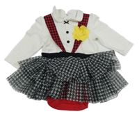 Nové - Bílo-kostkované body s tylovou sukní George 