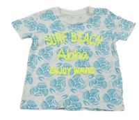 Bílo-modré vzorované tričko s nápisem Sfera 