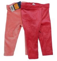 Nové - 2x - Růžové + lososové chlupaté legíny Lupilu