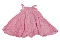 Růžové kytičkované plátěné šaty Topolino 