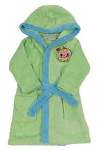 Pistáciovo-tyrkysový chlupatý župan Cocomelon s kapucí 