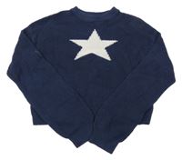 Tmavomodrý crop svetr s hvězdou H&M