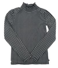 Bílo-černé vzorované triko s límečkem 