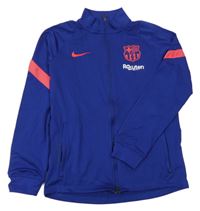 Tmavomodrá propínací funkční fotbalová mikina FC Barcelona Nike