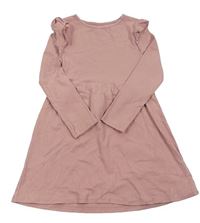 Pudrové žebrované šaty s volánky H&M