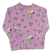 Lila pyžamové triko se Snoopym a srdíčky M&S