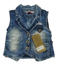 Nové - modrá vzorovaná vesta riflového vzhledu Weeny