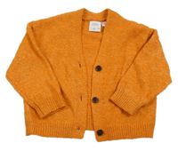 Oranžový melírovaný vlněný propínací svetr ZARA