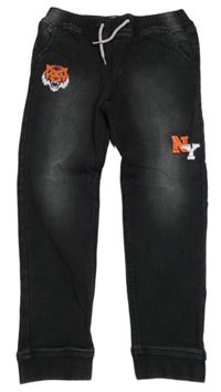 Černošedé cuff teplákové rifle s písmenky a tygrem