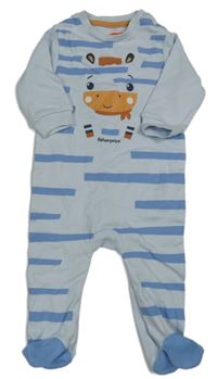 Světlemodro-modrý pruhovaný overal se zebrou fisher-price