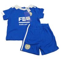 Nové - 2Set - Safírovo-bílé fotbalové tričko se znakem a límečkem + kraťasy 