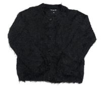 Černý chlupatý propínací svetr The Black Label Collection
