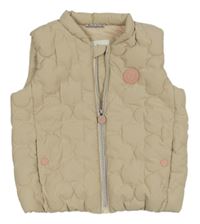 Světlebéžová prošívaná šusťáková zateplená vesta s nášivkou C&A