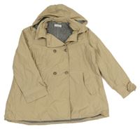 Béžový šusťákový jarní kabát s kapucí a límečkem MANGO