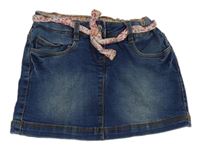 Modrá tepláková riflová sukně s páskem essentiel