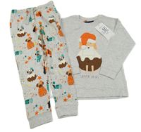 Nové - šedé melírované vánoční pyžamo s pejsky Next