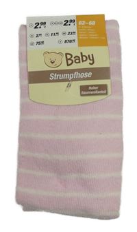 Nové - světlerůžovo-bílé pruhované punčocháče 