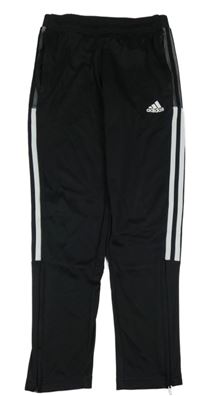 Černo-bílé funkční sportovní tepláky Adidas
