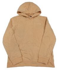 Světleoranžová mikina s nápisy a kapsou a kapucí George