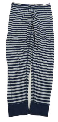 Tmavomodro-šedé pruhované pyžamové kalhoty 