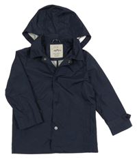 Tmavomodrá šusťáková nepromokavá bunda s odepínací kapucí ZARA