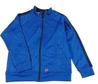 Safírová propínací sportovní mikina s tmavomodrým pruhem maguun