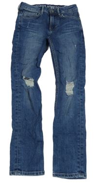 Modré super stretch skinny fit rifle s prošoupáním H&M