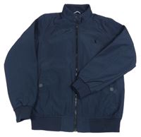 Tmavomodrý šusťákový jarní bomber s výšivkou Next