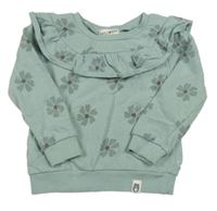 Olivovošedá květovaná mikina s volánkem RABBIT BEAR