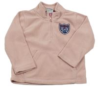 Pudrová fleecová mikina s nášivkou a kapsou Papagino