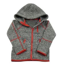 Šedo-bílo-černá melírovaná pletená propínací mikina s kapucí Kiki&Koko