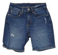 Modré slim fit riflové kraťasy s prošoupáním H&M