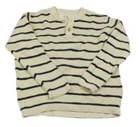 Smetanovo-černý pruhovaný žebrovaný svetr H&M