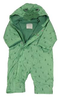 Zelená kostkovaná šusťáková jarní kombinéza s kapkami a kapucí - žabička M&S