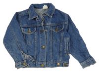 Modrá riflová crop bunda s límečkem 