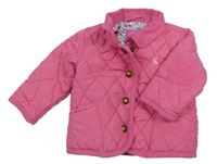 Růžová prošívaná šusťáková přechodová bunda s límečkem joules
