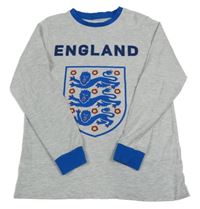 Světlešedo-modré melírované pyžamové fotbalové triko England