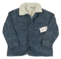 Nové - tmavomodrošedá manšestrová zateplená bunda s huňatým límečkem PEP&CO