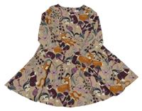 Hnědošedé šaty se zvířátky a kytičkami a houbičkami POLARN O. PYRET