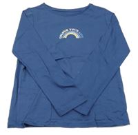 Tmavomodré triko s duhou a nápisem alive