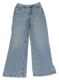 Modré plísňové baggy waist bootcut leg rifle H&M