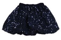 Tmavomodrá sametová flitrová balonová sukně St. Bernard