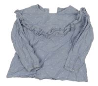 Modro-bílá pruhovaná vzorovaná halenka s volánky Next