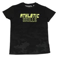 Černé army vzorované funkční sportovní tričko s nápisy ERGEENOMIXX