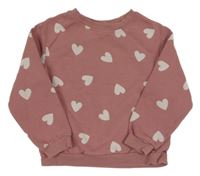 Starorůžová mikina se srdíčky H&M