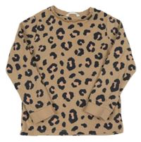 Světlehnědo-černo-pudrová vzorovaná fleecová mikina M&S