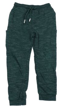 Smaragdové melírované cargo tepláky Tu