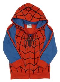 Červeno-modrá propínací mikina s pavoukem a kapucí - Spider-man C&A