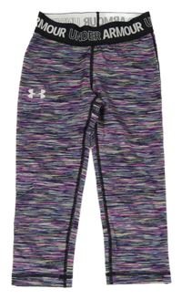 Barevno-černé melírované capri funkční sportovní legíny s logy UNDER ARMOUR