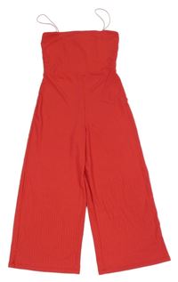 Červený žebrovaný kalhotový culottes overal New Look